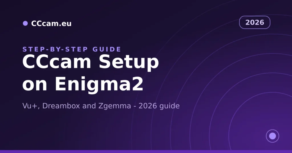 CCcam setup on Enigma2 2026 guide cover - cccam on enigma2